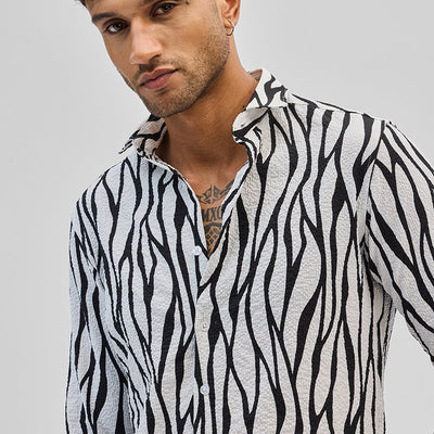 White Abstract Printed Shirt