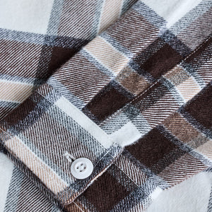 Brown Plaid Box Fit Flannel Shirt