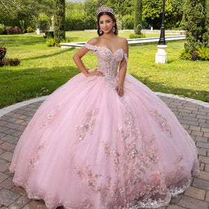 3D Floral Off Shoulder Ball Gown by LizLuo Fiesta 56526