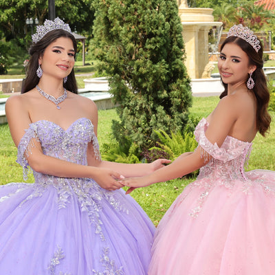 3D Floral Off Shoulder Ball Gown by LizLuo Fiesta 56526