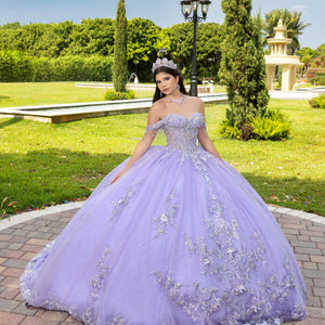 3D Floral Off Shoulder Ball Gown by LizLuo Fiesta 56526