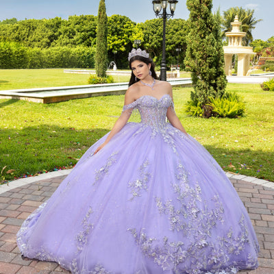 3D Floral Off Shoulder Ball Gown by LizLuo Fiesta 56526