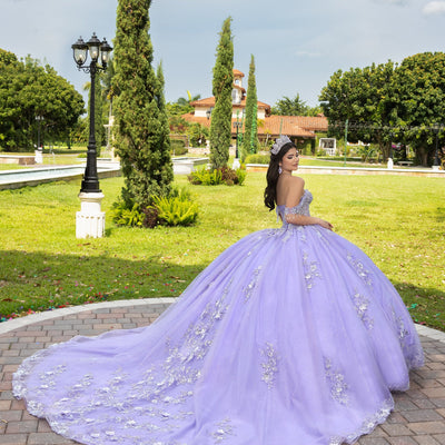 3D Floral Off Shoulder Ball Gown by LizLuo Fiesta 56526