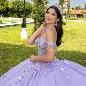3D Floral Off Shoulder Ball Gown by LizLuo Fiesta 56526