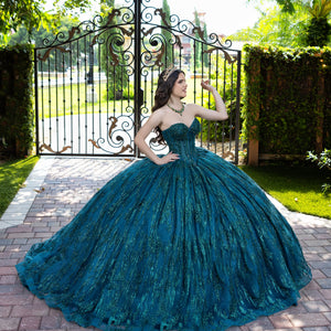Glitter Strapless Ball Gown by LizLuo Fiesta 56528