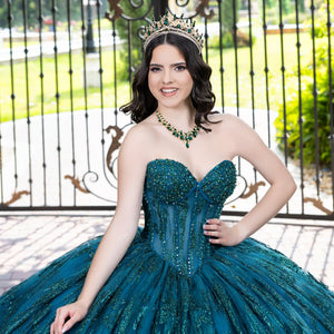 Glitter Strapless Ball Gown by LizLuo Fiesta 56528