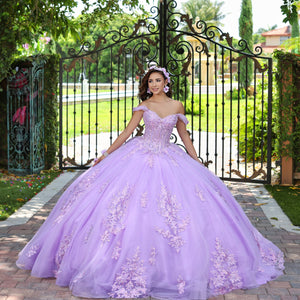 3D Floral Off Shoulder Ball Gown by LizLuo Fiesta 56529