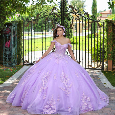 3D Floral Off Shoulder Ball Gown by LizLuo Fiesta 56529