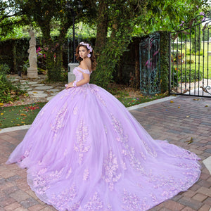 3D Floral Off Shoulder Ball Gown by LizLuo Fiesta 56529