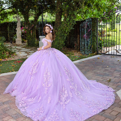 3D Floral Off Shoulder Ball Gown by LizLuo Fiesta 56529