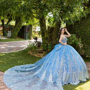 Sleeveless Cape Ball Gown by LizLuo Fiesta 56533