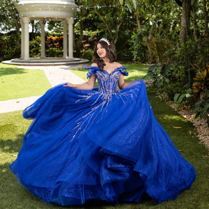 Beaded Off Shoulder Ball Gown by LizLuo Fiesta 56535