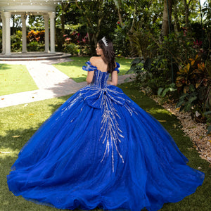 Beaded Off Shoulder Ball Gown by LizLuo Fiesta 56535
