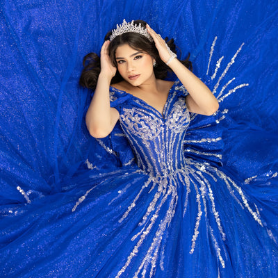 Beaded Off Shoulder Ball Gown by LizLuo Fiesta 56535