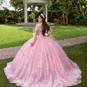 Fringe Off Shoulder Ball Gown by LizLuo Fiesta 56536