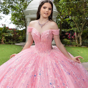 Fringe Off Shoulder Ball Gown by LizLuo Fiesta 56536