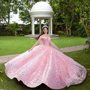 Fringe Off Shoulder Ball Gown by LizLuo Fiesta 56536