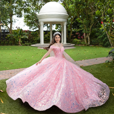 Fringe Off Shoulder Ball Gown by LizLuo Fiesta 56536