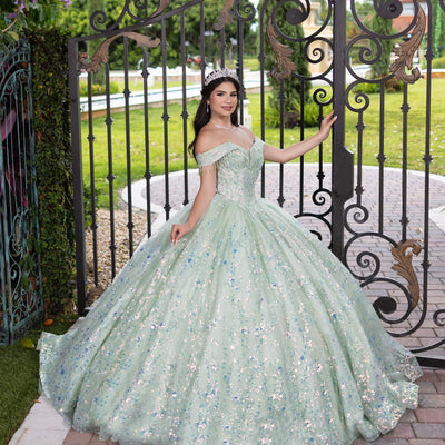 Fringe Off Shoulder Ball Gown by LizLuo Fiesta 56536