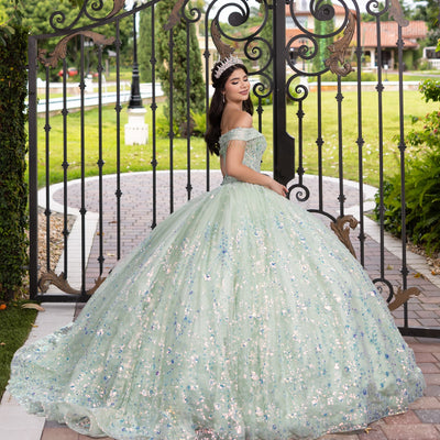 Fringe Off Shoulder Ball Gown by LizLuo Fiesta 56536