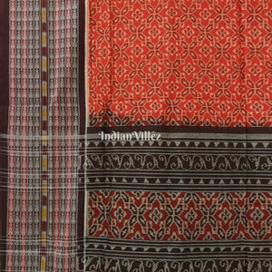 Orange Fish Border Odisha Ikat Sambalpuri Cotton Saree