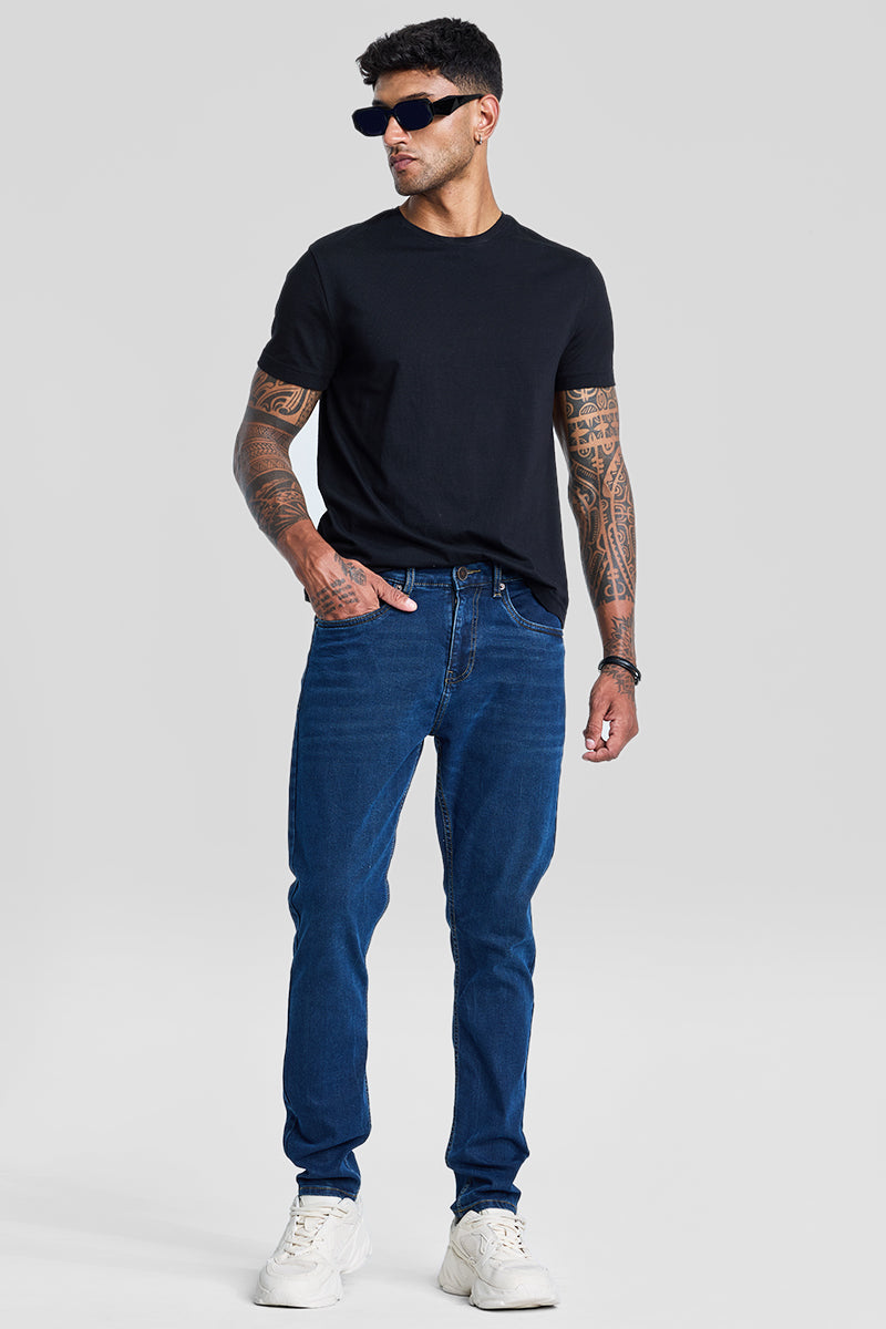 Navy Tapered Fit Jeans