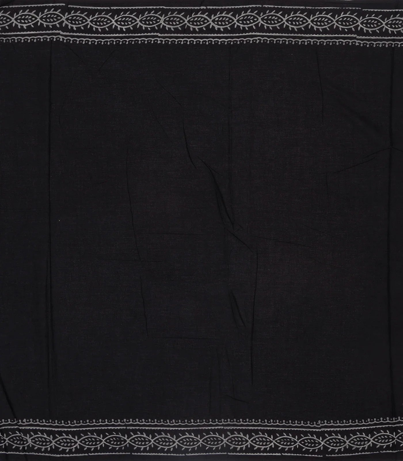 Black Woven Jaipur Cotton Saree Printed With White Floral Motifs