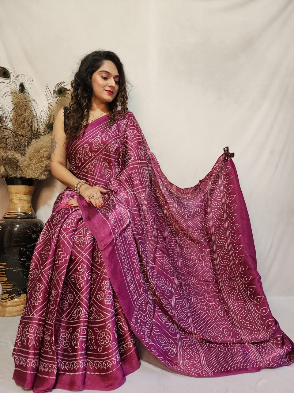 Modal Silk Bandhani Print Saree