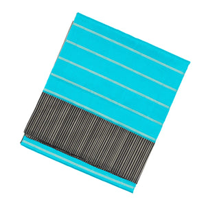 Turquoise Handloom Kora Silk Saree With Beldari Stripes & Black Border