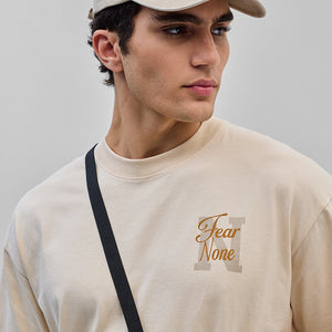 Fear None Beige Oversized T-Shirt