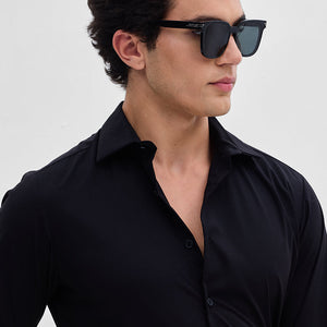Black Slim Fit Stretch Shirt