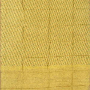 Mustard Handloom Tussar Silk Saree Printed With Diagonal Stripes