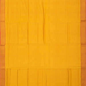 Mustard Mangalagiri Cotton Saree With Stripes & Zari Border