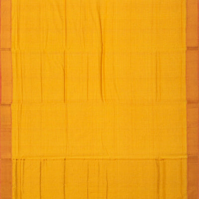 Mustard Mangalagiri Cotton Saree With Stripes & Zari Border