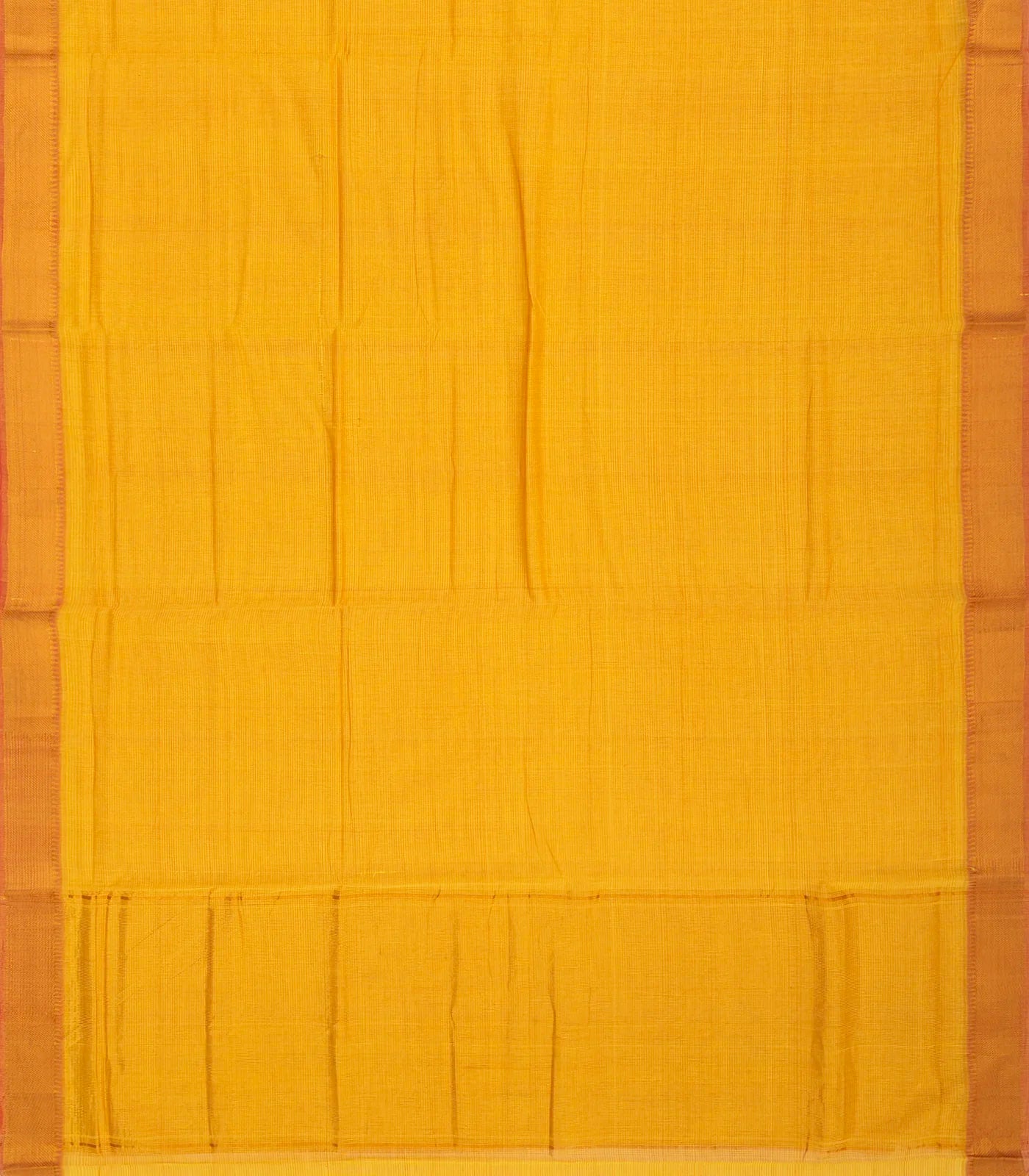 Mustard Mangalagiri Cotton Saree With Stripes & Zari Border