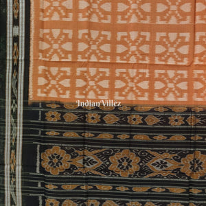 Peach Maniabandha Odisha Ikat Cotton Saree