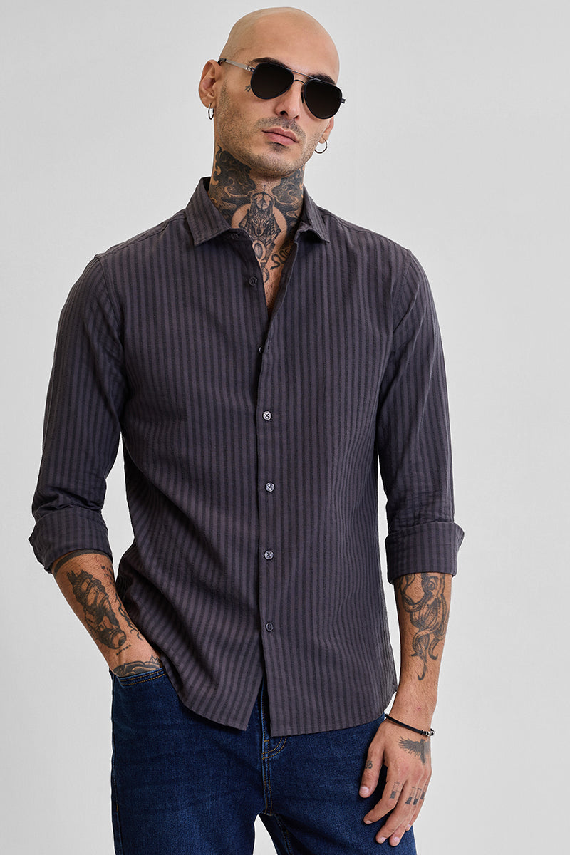 Grey Stripes Slim Fit Shirt