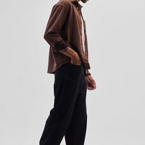 Brown Suede Snap Button Overshirt