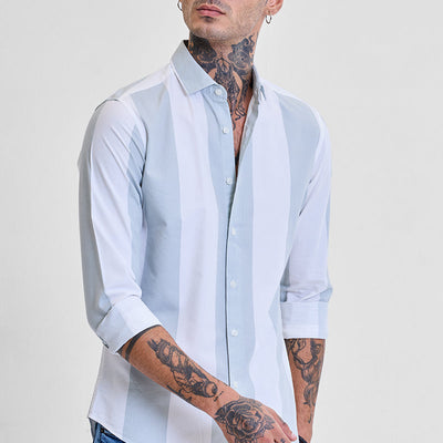 Light Green Stripes Slim Fit Shirt