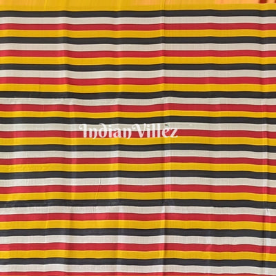 Charcoal Black Parrot and Flamingo Contemporary Silk Saree