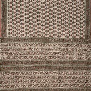 Taupe Woven Jaipur Cotton Saree With Brown Printed Floral Motifs