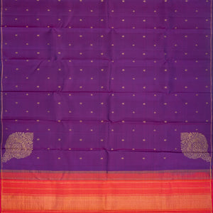 Purple Handloom Kanchipuram Silk Saree With Corner Buttas