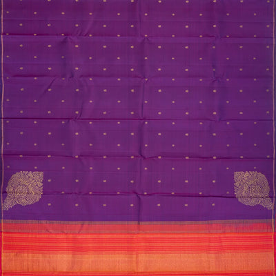 Purple Handloom Kanchipuram Silk Saree With Corner Buttas
