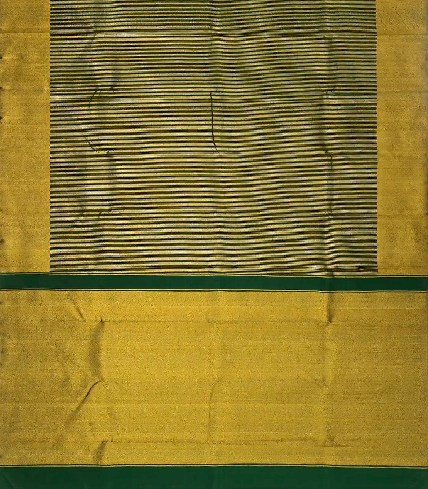 Dark Green Handloom Kanchipuram Silk Saree With Zari Stripes