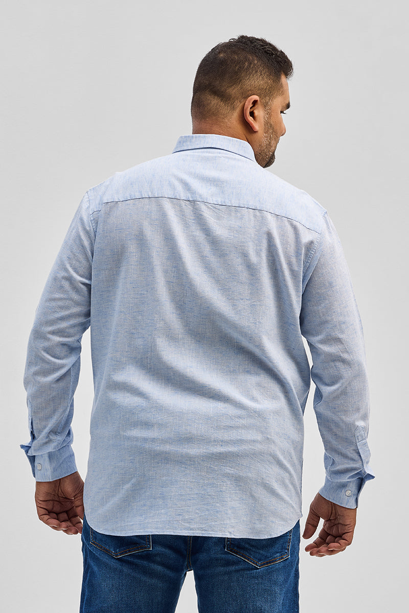 Light Blue Linen Blend Shirt