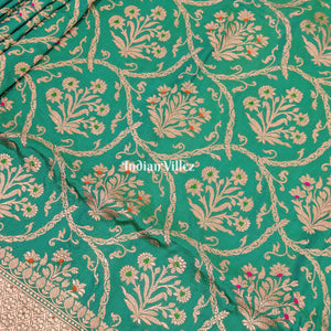 Aqua Green Designer Meenakari Banarasi Katan Silk Saree