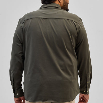 Olive Regular Fit Stretch Shirt