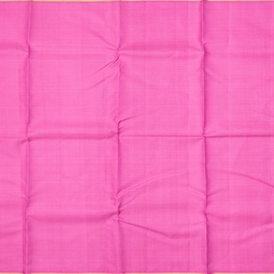 BubbleGum Pink Handloom Kanchipuram Silk Saree With Zari Checks