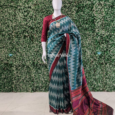 Dynasty Green Designer Contemporary Silk Saree with Dongria Border