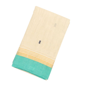Cream Handloom Village Cotton Saree With Square Buttas